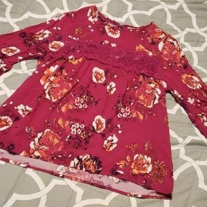 Wine colored mock neck blouse, size XL